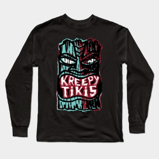 Kreepy Tikis Logo Red and Turquoise Long Sleeve T-Shirt